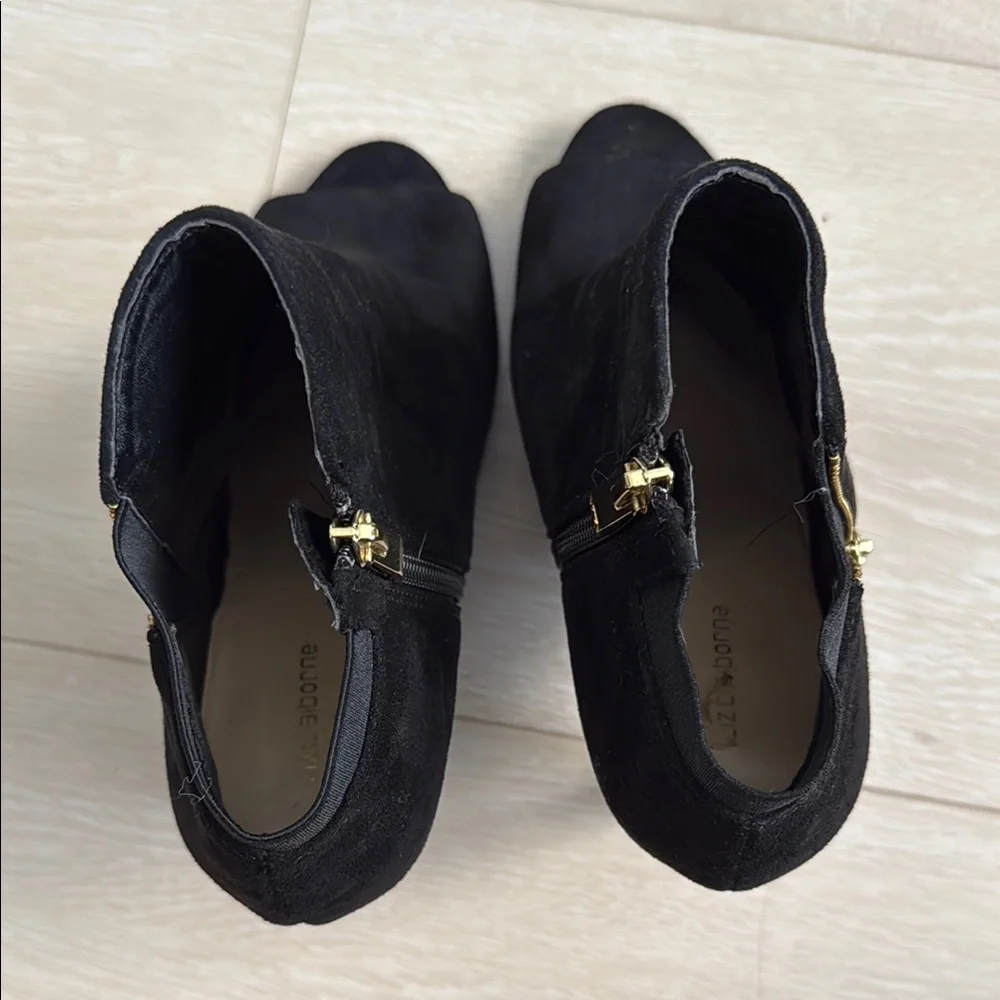 3/$10 Liz Claiborne Black Peep-Toe Ankle Boots with High Heel - Picture 3 of 8